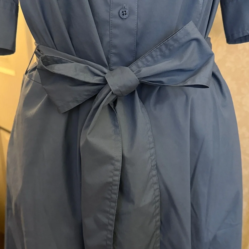 Lauren Ralph Lauren Belted Cotten-Blend Button Up Shirtdress in Pale Azure Sz 6 - Picture 3 of 8